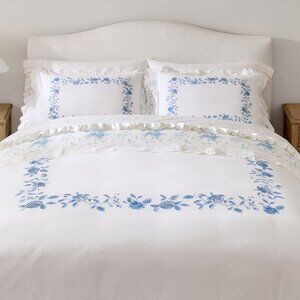 LoveShackFancy Blue Rose Duvet Cover Reversible King / California King Bed NEW
